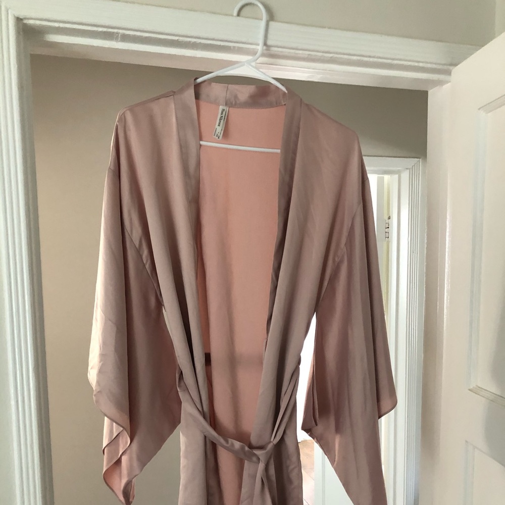 Pink silky robe